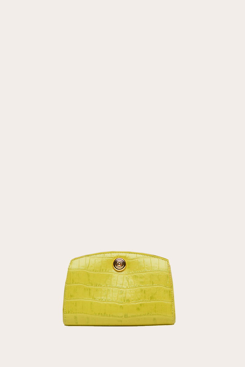 Pushlock Clutch Chartreuse Croc - Liffner