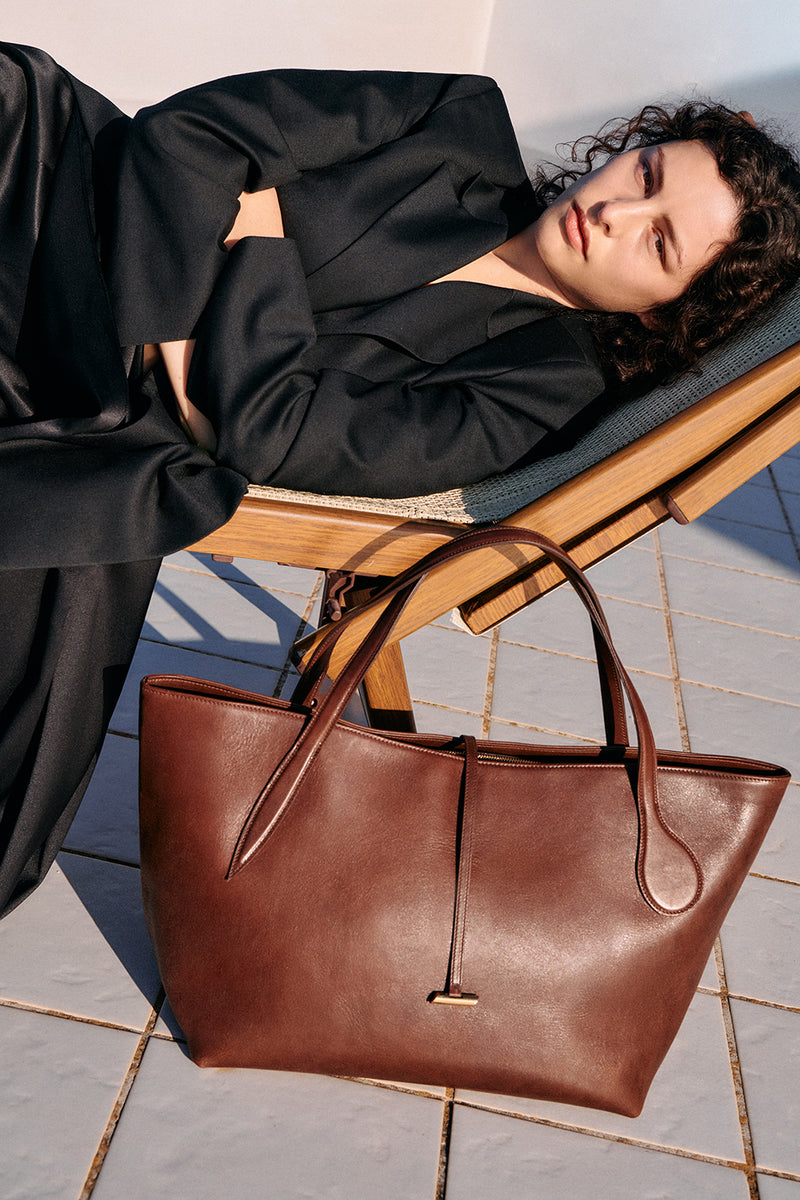 Zip Penne Tote Dark Brown - Little Liffner