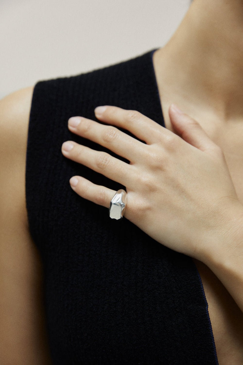 Ice Cube Pinky Ring Silver - Liffner