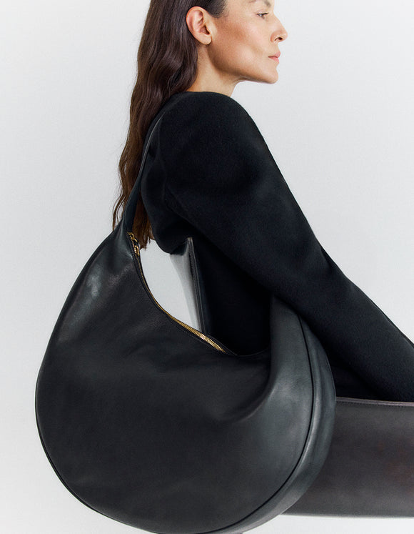 Tulip Shoulder Bag Large Black - Liffner