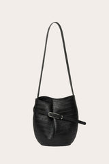 Belted Bucket Bag Black Croc
