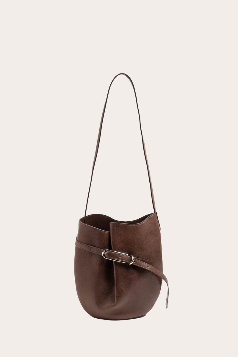 Belted Bucket Bag Dark Brown