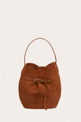 Belted Bucket Bag Large Saddle Brown Suede