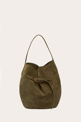 Belted Bucket Bag Large Sage Suede