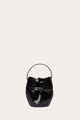Belted Bucket Bag Mini Black Croc