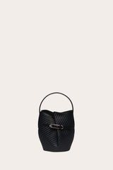 Belted Bucket Bag Mini Black Raffia