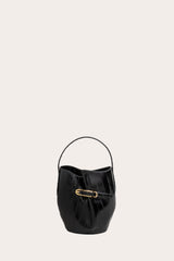 Belted Bucket Bag Mini Black Eel