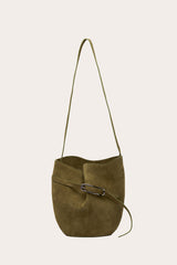 Belted Bucket Bag Sage Suede