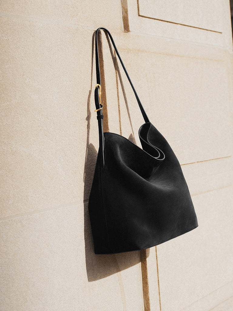 Slouch Bucket Black Suede - Liffner Slouch Bucket Black Suede - Liffner