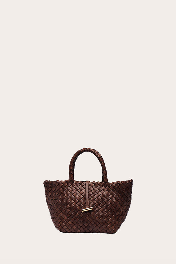 Mini Leather Basket Dark Brown