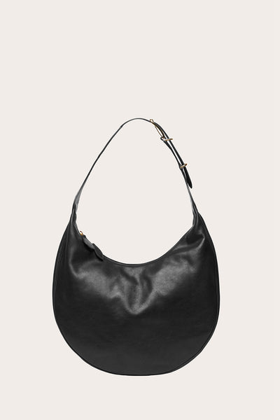 【JOSE MOON】LEATHER HOBO BAG BLACK Moon Hobo Black - Liffner