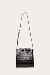 Pushlock Crossbody Bag Black Croc