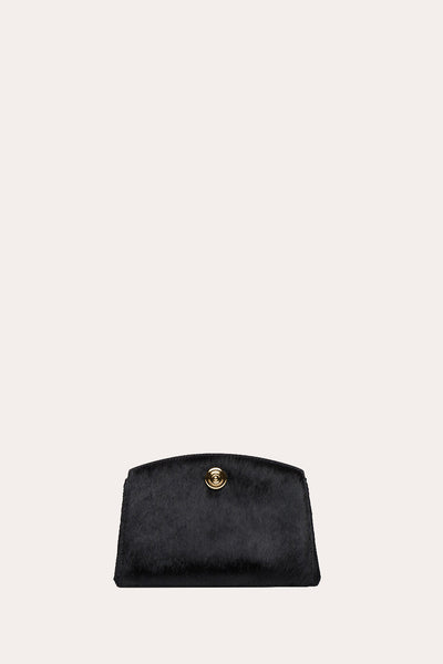Liffner Pushlock Clutch Black Hair Calf