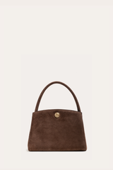 Pushlock Lady Bag Dark Brown Suede