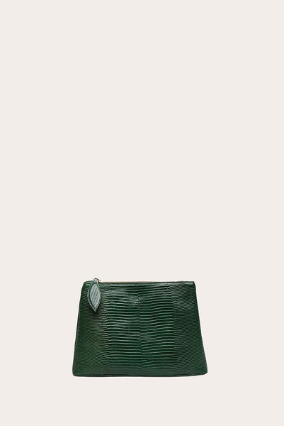 Zip Clutch Emerald Lizard