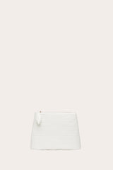 Zip Clutch White Croc