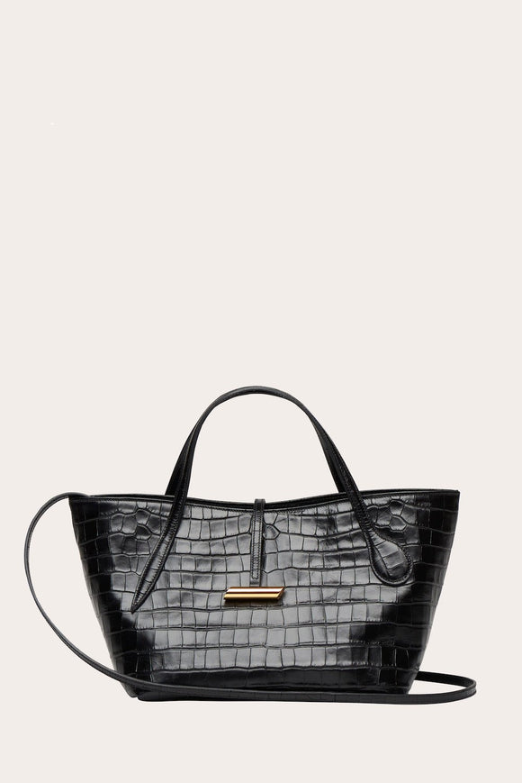 Petite Penne Tote Black Croc - Embossed - Little Liffner